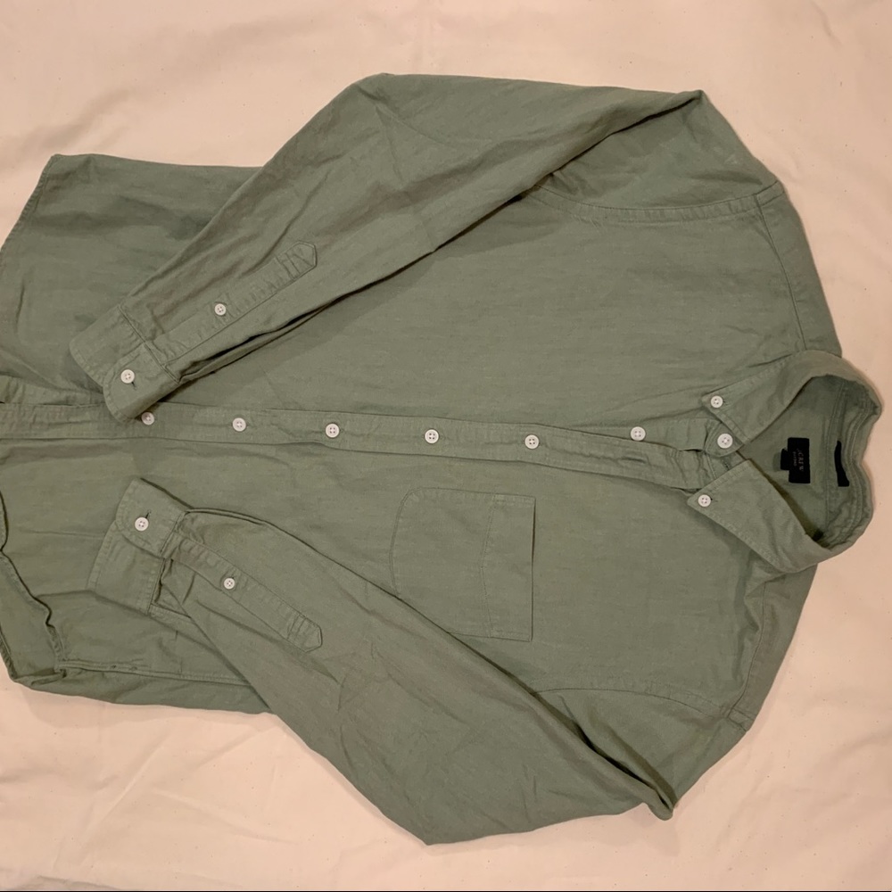 slim fit sage button up